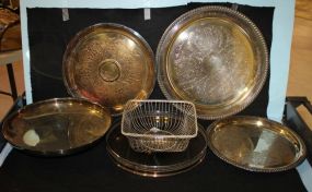 Group of Silverplate Items Five Silverplate Trays (12