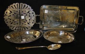Group of Silverplate Items Silverplate, footed, two handle tray (17