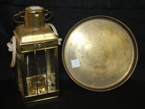 Brass Round Tray and a Tin Lantern