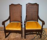 Mahogany 1940's Caneback Arm Chair and Matching Rocker