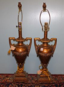 Pair Urn Shape Resin Lamps