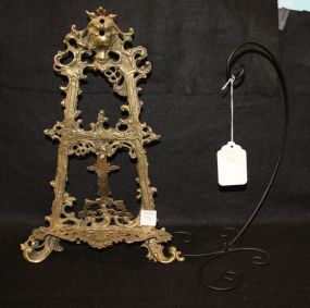Brass Easel and a Black Iron Holder