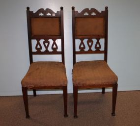Pair of Oak Tall Back Side Chairs