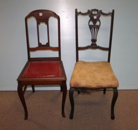 Two Odd Walnut French Chairs