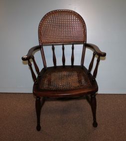 Early Walnut Cane Seat and Back Arm Chair