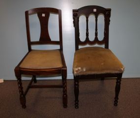 Oak Barley Twist Chair and Walnut Victorian Side Chair