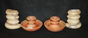 Pair of Marble Candlesticks and a Pair of Bookends