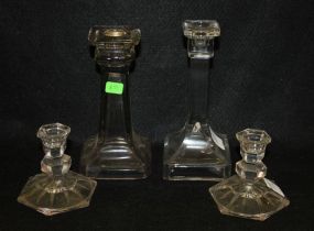 Two Pair of Glass Candlesticks
