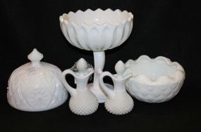 Five Pieces of Milk Glass