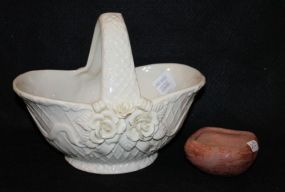 Porcelain Basket and a Pottery Dish