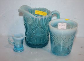 Three Pieces of Victorian Aqua Color Glass