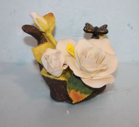 Andrea Porcelain Roses with Butterfly