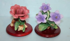 Two Porcelain Flowers on Base