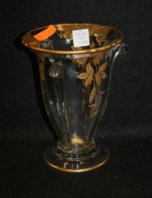 Glase Vase with Ornate Gold Decoration