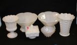 Six Pieces of Milk Glass