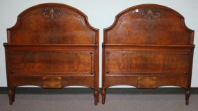 Pair of 20th Century Walnut Twin Beds