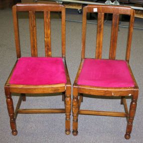 Pair of Victorian Oak Pub Chairs