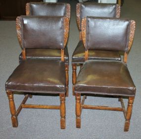 Set of Four Victorian Oak Pub Chairs