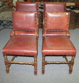 Set of Four Victorian Oak Pub Chairs