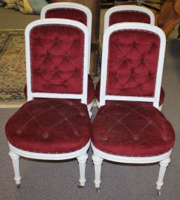 Set of Four Victorian Painted White Side Chairs