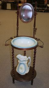 Victorian Style Washstand with Bowl and Pitcher