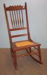 Victorian Oak Rocker with Cane Seat