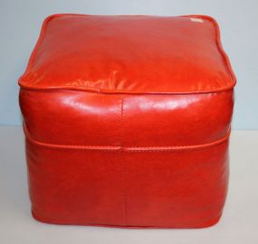 Orange Faux Leather Ottoman