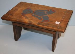 Stool with Hand Painted Bear