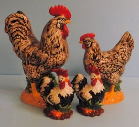 Four Ceramic Roosters
