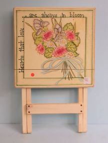 Wood Stool Painted Always in Blossom