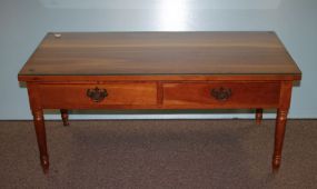 Glass Top Maple Coffee Table with Two Drawers