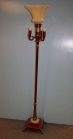 Painted Floor Lamp with Lusterware Shade