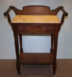 Walnut Marble Top Washstand with Towel Racks