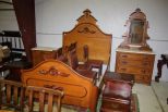 19th Century Victorian Walnut and Chestnut Bed