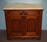 20th Century Victorian Walnut and Chestnut Marble Top Washstand