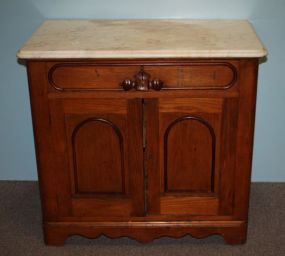 20th Century Victorian Walnut and Chestnut Marble Top Washstand