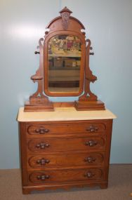 Victorian Walnut and Chestnut Marble Top Dresser