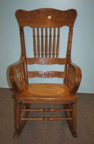 Victory Oak Rocker with Cane Pressed Seat