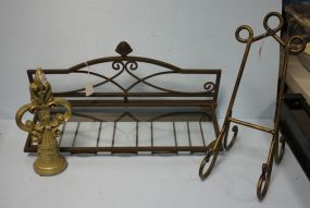 Iron Shelf with Glass and a Resin Gold Fleur-De-Lis