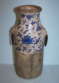 Concrete Painted Two Handle Decorative Vase along with a Brass Vase