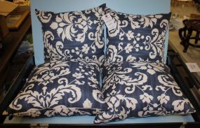 Group of Four Blue and White Pillows