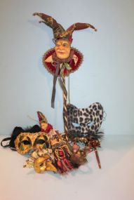 Group of Mardi Gras Masks and Jesters