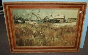 Oil on Canvas of Farm Scene