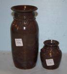 Two Brown Tone Pottery Vases