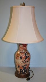 Porcelain Painted Vase with Flowers Mounted as Lamp