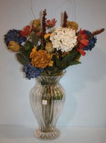 Large Glass Vase with Flowers