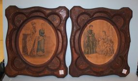 Two Walnut Renaissance Frames with Gold and Black Highlights