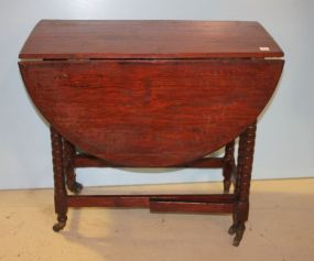 Vintage Pine Drop Leaf Table with Sausage Turned Legs