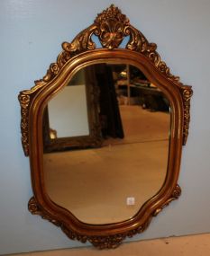 Contemporary Wood, Gold Painted Mirror with Ornate Design