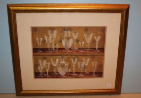 Print of Etched Glass Decanters and Glasses